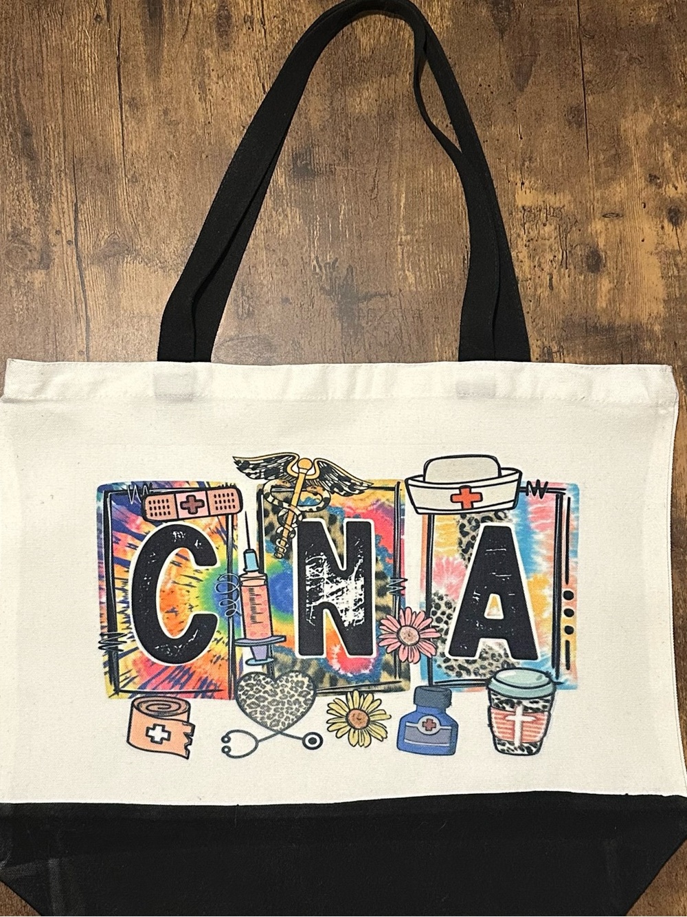 CNA Tie-Dye Nurse Tote Bag with Black Straps New Without Tags